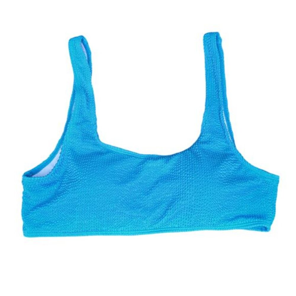 NEW- YIMISAN Wide Strap Ribbed Bikini Top- Lake Blue- Women's XL